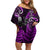 New Zealand Tiki Tennis Family Matching Off Shoulder Short Dress and Hawaiian Shirt 2024 Aotearoa Tenehi Maori Silver Fern - Purple LT14 Mom's Dress Purple - Polynesian Pride