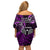 New Zealand Tiki Tennis Family Matching Off Shoulder Short Dress and Hawaiian Shirt 2024 Aotearoa Tenehi Maori Silver Fern - Purple LT14 - Polynesian Pride