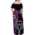 New Zealand Tiki Tennis Off Shoulder Maxi Dress 2024 Aotearoa Tenehi Maori Silver Fern - Purple LT14 - Polynesian Pride