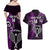 Custom New Zealand Tiki Tennis Couples Matching Off Shoulder Maxi Dress and Hawaiian Shirt 2024 Aotearoa Tenehi Maori Silver Fern - Purple LT14 - Polynesian Pride