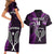 Custom New Zealand Tiki Tennis Couples Matching Short Sleeve Bodycon Dress and Hawaiian Shirt 2024 Aotearoa Tenehi Maori Silver Fern - Purple LT14 - Polynesian Pride