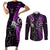 Custom New Zealand Tiki Tennis Couples Matching Short Sleeve Bodycon Dress and Long Sleeve Button Shirt 2024 Aotearoa Tenehi Maori Silver Fern - Purple LT14 Purple - Polynesian Pride