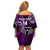 Custom New Zealand Tiki Tennis Family Matching Off Shoulder Short Dress and Hawaiian Shirt 2024 Aotearoa Tenehi Maori Silver Fern - Purple LT14 - Polynesian Pride