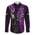 Custom New Zealand Tiki Tennis Family Matching Puletasi and Hawaiian Shirt 2024 Aotearoa Tenehi Maori Silver Fern - Purple LT14 Dad's Shirt - Long Sleeve Purple - Polynesian Pride