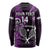 Custom New Zealand Tiki Tennis Long Sleeve Shirt 2024 Aotearoa Tenehi Maori Silver Fern - Purple LT14 - Polynesian Pride