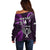 Custom New Zealand Tiki Tennis Off Shoulder Sweater 2024 Aotearoa Tenehi Maori Silver Fern - Purple LT14 - Polynesian Pride