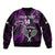 Custom New Zealand Tiki Tennis Sleeve Zip Bomber Jacket 2024 Aotearoa Tenehi Maori Silver Fern - Purple LT14 - Polynesian Pride