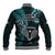 New Zealand Tiki Tennis Baseball Jacket 2024 Aotearoa Tenehi Maori Silver Fern - Turquoise LT14 - Polynesian Pride