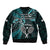 New Zealand Tiki Tennis Bomber Jacket 2024 Aotearoa Tenehi Maori Silver Fern - Turquoise LT14 - Polynesian Pride