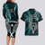 New Zealand Tiki Tennis Couples Matching Long Sleeve Bodycon Dress and Hawaiian Shirt 2024 Aotearoa Tenehi Maori Silver Fern - Turquoise LT14 - Polynesian Pride