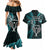 New Zealand Tiki Tennis Couples Matching Mermaid Dress and Hawaiian Shirt 2024 Aotearoa Tenehi Maori Silver Fern - Turquoise LT14 - Polynesian Pride