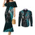 New Zealand Tiki Tennis Couples Matching Mermaid Dress and Long Sleeve Button Shirt 2024 Aotearoa Tenehi Maori Silver Fern - Turquoise LT14 Turquoise - Polynesian Pride