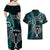 New Zealand Tiki Tennis Couples Matching Off Shoulder Maxi Dress and Hawaiian Shirt 2024 Aotearoa Tenehi Maori Silver Fern - Turquoise LT14 - Polynesian Pride