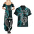 New Zealand Tiki Tennis Couples Matching Summer Maxi Dress and Hawaiian Shirt 2024 Aotearoa Tenehi Maori Silver Fern - Turquoise LT14 - Polynesian Pride