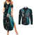 New Zealand Tiki Tennis Couples Matching Summer Maxi Dress and Long Sleeve Button Shirt 2024 Aotearoa Tenehi Maori Silver Fern - Turquoise LT14 Turquoise - Polynesian Pride