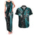 New Zealand Tiki Tennis Couples Matching Tank Maxi Dress and Hawaiian Shirt 2024 Aotearoa Tenehi Maori Silver Fern - Turquoise LT14 Turquoise - Polynesian Pride