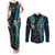 New Zealand Tiki Tennis Couples Matching Tank Maxi Dress and Long Sleeve Button Shirt 2024 Aotearoa Tenehi Maori Silver Fern - Turquoise LT14 Turquoise - Polynesian Pride