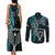 New Zealand Tiki Tennis Couples Matching Tank Maxi Dress and Long Sleeve Button Shirt 2024 Aotearoa Tenehi Maori Silver Fern - Turquoise LT14 - Polynesian Pride