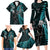 New Zealand Tiki Tennis Family Matching Long Sleeve Bodycon Dress and Hawaiian Shirt 2024 Aotearoa Tenehi Maori Silver Fern - Turquoise LT14 - Polynesian Pride