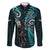 New Zealand Tiki Tennis Family Matching Long Sleeve Bodycon Dress and Hawaiian Shirt 2024 Aotearoa Tenehi Maori Silver Fern - Turquoise LT14 Dad's Shirt - Long Sleeve Turquoise - Polynesian Pride