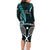 New Zealand Tiki Tennis Family Matching Long Sleeve Bodycon Dress and Hawaiian Shirt 2024 Aotearoa Tenehi Maori Silver Fern - Turquoise LT14 - Polynesian Pride