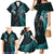 New Zealand Tiki Tennis Family Matching Mermaid Dress and Hawaiian Shirt 2024 Aotearoa Tenehi Maori Silver Fern - Turquoise LT14 - Polynesian Pride