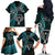 New Zealand Tiki Tennis Family Matching Off Shoulder Long Sleeve Dress and Hawaiian Shirt 2024 Aotearoa Tenehi Maori Silver Fern - Turquoise LT14 - Polynesian Pride