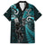 New Zealand Tiki Tennis Family Matching Off Shoulder Maxi Dress and Hawaiian Shirt 2024 Aotearoa Tenehi Maori Silver Fern - Turquoise LT14 Dad's Shirt - Short Sleeve Turquoise - Polynesian Pride