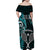 New Zealand Tiki Tennis Family Matching Off Shoulder Maxi Dress and Hawaiian Shirt 2024 Aotearoa Tenehi Maori Silver Fern - Turquoise LT14 - Polynesian Pride