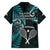 New Zealand Tiki Tennis Family Matching Off Shoulder Short Dress and Hawaiian Shirt 2024 Aotearoa Tenehi Maori Silver Fern - Turquoise LT14 - Polynesian Pride