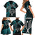 New Zealand Tiki Tennis Family Matching Short Sleeve Bodycon Dress and Hawaiian Shirt 2024 Aotearoa Tenehi Maori Silver Fern - Turquoise LT14 - Polynesian Pride