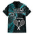 New Zealand Tiki Tennis Family Matching Short Sleeve Bodycon Dress and Hawaiian Shirt 2024 Aotearoa Tenehi Maori Silver Fern - Turquoise LT14 - Polynesian Pride