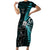 New Zealand Tiki Tennis Family Matching Short Sleeve Bodycon Dress and Hawaiian Shirt 2024 Aotearoa Tenehi Maori Silver Fern - Turquoise LT14 Mom's Dress Turquoise - Polynesian Pride