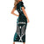 New Zealand Tiki Tennis Family Matching Short Sleeve Bodycon Dress and Hawaiian Shirt 2024 Aotearoa Tenehi Maori Silver Fern - Turquoise LT14 - Polynesian Pride