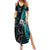 New Zealand Tiki Tennis Family Matching Summer Maxi Dress and Hawaiian Shirt 2024 Aotearoa Tenehi Maori Silver Fern - Turquoise LT14 Mom's Dress Turquoise - Polynesian Pride