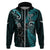 New Zealand Tiki Tennis Hoodie 2024 Aotearoa Tenehi Maori Silver Fern - Turquoise LT14 Zip Hoodie Turquoise - Polynesian Pride