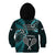 New Zealand Tiki Tennis Kid Hoodie 2024 Aotearoa Tenehi Maori Silver Fern - Turquoise LT14 - Polynesian Pride