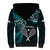 New Zealand Tiki Tennis Sherpa Hoodie 2024 Aotearoa Tenehi Maori Silver Fern - Turquoise LT14 - Polynesian Pride