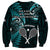 New Zealand Tiki Tennis Sweatshirt 2024 Aotearoa Tenehi Maori Silver Fern - Turquoise LT14 - Polynesian Pride