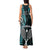 New Zealand Tiki Tennis Tank Maxi Dress 2024 Aotearoa Tenehi Maori Silver Fern - Turquoise LT14 - Polynesian Pride