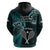 New Zealand Tiki Tennis Zip Hoodie 2024 Aotearoa Tenehi Maori Silver Fern - Turquoise LT14 - Polynesian Pride