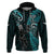 New Zealand Tiki Tennis Zip Hoodie 2024 Aotearoa Tenehi Maori Silver Fern - Turquoise LT14 Pullover Hoodie Turquoise - Polynesian Pride