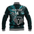 Custom New Zealand Tiki Tennis Baseball Jacket 2024 Aotearoa Tenehi Maori Silver Fern - Turquoise LT14 - Polynesian Pride