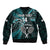 Custom New Zealand Tiki Tennis Bomber Jacket 2024 Aotearoa Tenehi Maori Silver Fern - Turquoise LT14 - Polynesian Pride