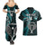 Custom New Zealand Tiki Tennis Couples Matching Summer Maxi Dress and Hawaiian Shirt 2024 Aotearoa Tenehi Maori Silver Fern - Turquoise LT14 - Polynesian Pride