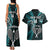 Custom New Zealand Tiki Tennis Couples Matching Tank Maxi Dress and Hawaiian Shirt 2024 Aotearoa Tenehi Maori Silver Fern - Turquoise LT14 - Polynesian Pride