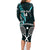 Custom New Zealand Tiki Tennis Family Matching Long Sleeve Bodycon Dress and Hawaiian Shirt 2024 Aotearoa Tenehi Maori Silver Fern - Turquoise LT14 - Polynesian Pride