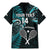 Custom New Zealand Tiki Tennis Family Matching Mermaid Dress and Hawaiian Shirt 2024 Aotearoa Tenehi Maori Silver Fern - Turquoise LT14 - Polynesian Pride