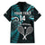 Custom New Zealand Tiki Tennis Family Matching Puletasi and Hawaiian Shirt 2024 Aotearoa Tenehi Maori Silver Fern - Turquoise LT14 - Polynesian Pride