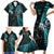 Custom New Zealand Tiki Tennis Family Matching Short Sleeve Bodycon Dress and Hawaiian Shirt 2024 Aotearoa Tenehi Maori Silver Fern - Turquoise LT14 - Polynesian Pride